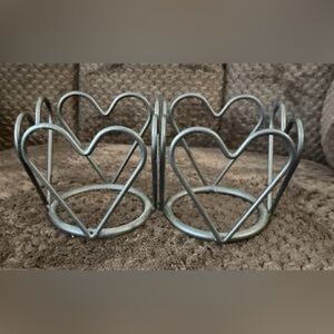 Home Interiors Silver Heart Candle Holders